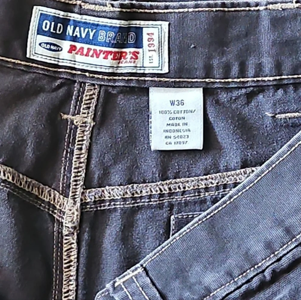 Old Navy vintage painters shorts  black Denim Cargo Utility Mens W36 - Picture 4 of 4
